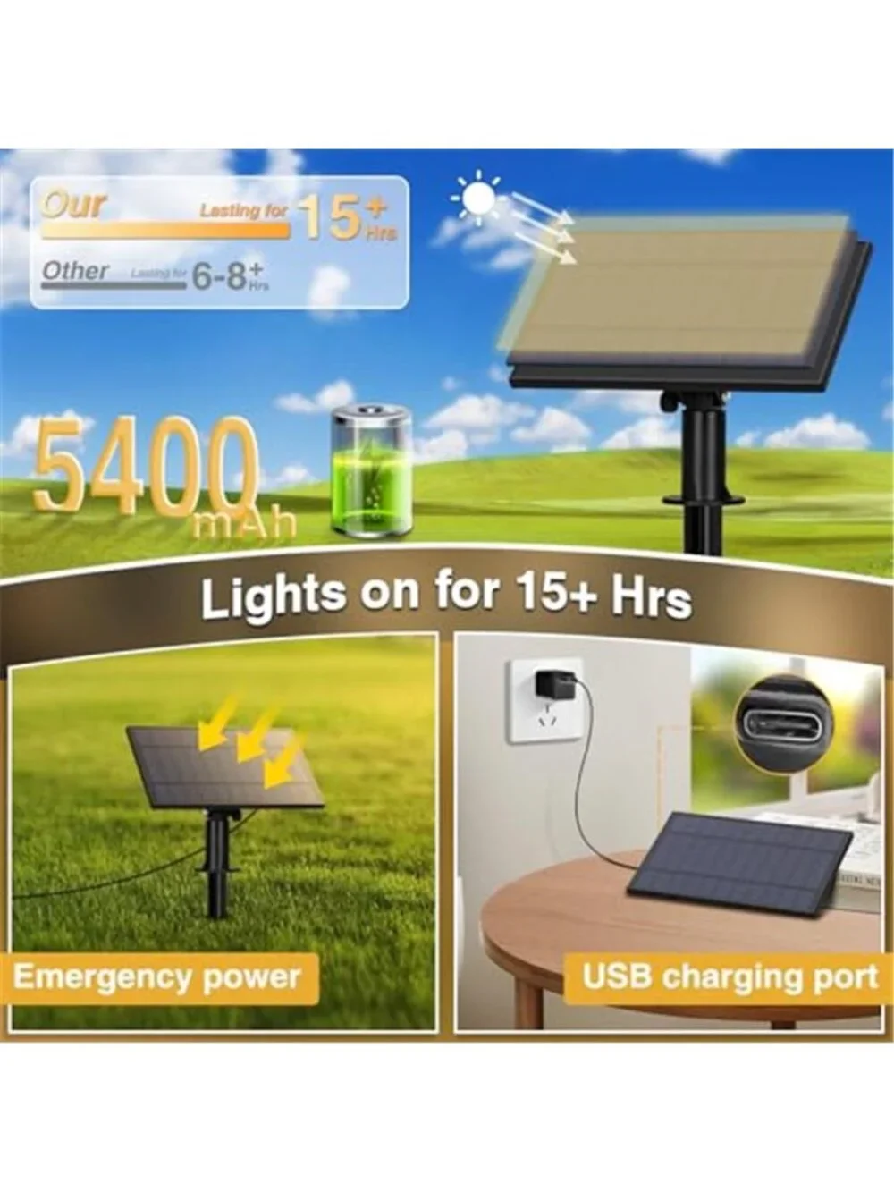 Solar String Lights Outdoor Teardrop LED Warm White Waterproof Remote Control